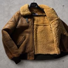 米国製□schott フライトジャケット B-6 羊革 ムートン ブラウン 42
