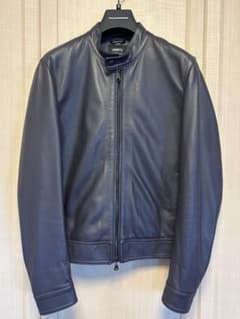 美品 EMMETI JURI 48 ネイビー シングルライダースレザージャケット 