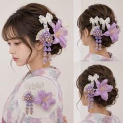 髪飾り 4点セット つまみ細工 蝶々 花 和装のサムネイル