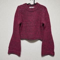 MOUSSY ピンク クロップドニットセーターのサムネイル