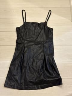 ブラック フェイクレザー キャミワンピースのサムネイル
