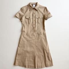 미품 Max Mara 실버 태그 셔츠 원피스 반소매 베이지 40