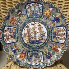 古伊万里写色絵金襴手南蛮船南蛮人図大皿在銘「陶扇」31cm - メルカリ