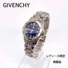 【稼働】GIVENCHY レクタンギュラー 腕時計 コンビ ブルー文字盤 稼働 GIVENCHY レディース腕時計 ネイビーブルー 新品電池交換済