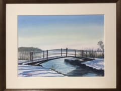 水彩画「積雪の湖」のサムネイル