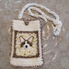 ハンドメイド いぬ柄 スマホショルダーバッグのサムネイル