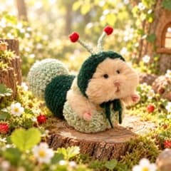 はむにぎり用　いもむしなりきりセット ミツバチ付き　ハンドメイド　ぬい活ぬい服のサムネイル
