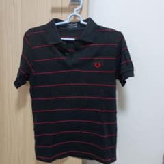 FRED PERRY ポロシャツ ブラック レッド ボーダー