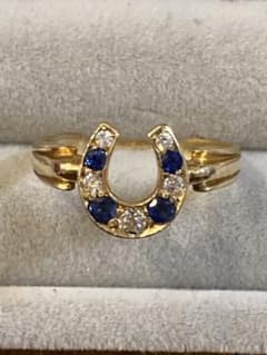 レ*ン様 アンティーク　ホースシューリング　オールドカットダイヤ　サファイア　馬 アンティーク ホースシューリング オールドカットダイヤ サファイア