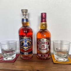 Chivas Regal 18年＆12年2本セット専用グラス　コースターおまけのサムネイル