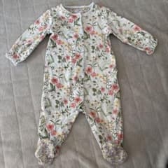 花柄コットンロンパース フット付き　3-6monthsのサムネイル