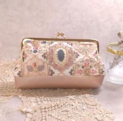 人気デザインインド刺繍のがま口ポーチ　ピンク2のサムネイル