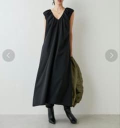 Whim Gazette ウィムガゼット ウールVネックワンピース　ブラック