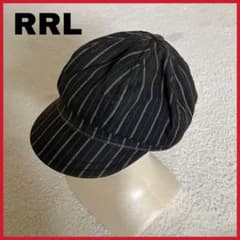 RRL ストライプ キャスケット レザー ブラック 帽子 ワークキャップ S