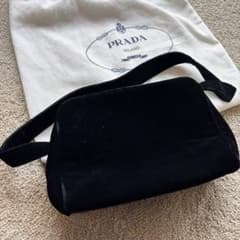 PRADA 黒 ベロア ハンドバッグ 保存袋付き - メルカリ