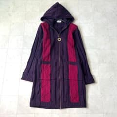 美品♡セリーヌ サークル金具 ケーブルニット パーカー ジップ フード 40