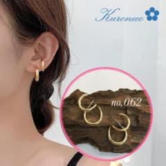 ピアス 2連 リング ゴールド 銀925 イヤーカフ 大ぶり NO.062のサムネイル