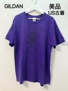 GILDAN スカルプリント Tシャツ パープル US古着