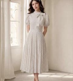 shein レトロ　ワンピース　水玉