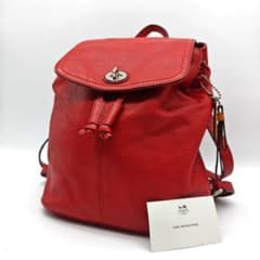 希少 COACH ミニリュック レザー ターンロック レッド 本革 チャーム 