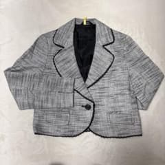 【美品】Mサイズ ツイード調ジャケット ブラック×ホワイトのサムネイル