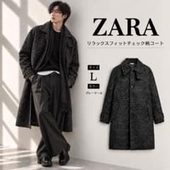 ○ZARA○ザラ○リラックスフィッチェック柄コート○L○新品○ - メルカリ