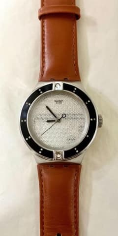 Swatch 견본 SWISS 시계 석영 브라운 벨트