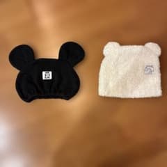 ベビー帽子 2点セット 白kashwere 黒ノーブランドのサムネイル