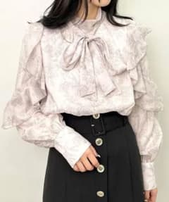 袖フリル花柄シアー/BLのサムネイル