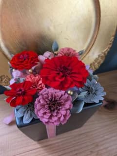 商談中　プリザーブドフラワーアレンジ　No.188 リボンギフトレッド