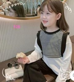 ボーダーベスト　ロングTシャツ　115-120のサムネイル