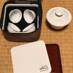 携帯用 茶器セット 蓋碗 湯呑み 4客 収納ケース付きのサムネイル