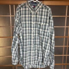 TOMMY 青と緑のチェック柄長袖シャツのサムネイル