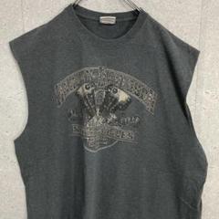 ハーレーダビッドソン ノースリーブ プリントTシャツ グレー 黒 XL 7993 ハーレーダビッドソン 両面ロゴプリント グレー ノースリーブ