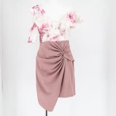 花柄 オフショルダー ミニドレス ピンク　jewelsのサムネイル