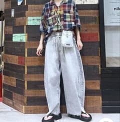 niko and... イージーコクーンデニムパンツ ライトグレーMのサムネイル