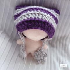 ぬい服 10cm 編み物 ネコ耳ニット帽のサムネイル
