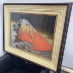 富士山 日本画 冨田立山 漆絵 赤富士 開運 - メルカリ