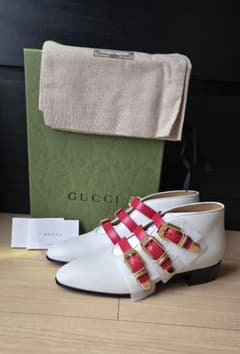 GUCCI グッチ ホワイト レザー ブツ 靴 24cm オシャレ - メルカリ