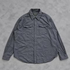 Eddie Bauer 長袖ネルシャツ 起毛 無地 XL グレー ヴィンテージ風