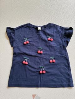 チェリー刺繍 ネイビー 半袖シャツのサムネイル