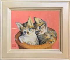 子猫の油彩画（額装）のサムネイル