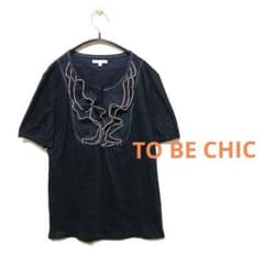 TO BE CHIC トゥービーシック フリル カットソー 半袖 ネイビーM 