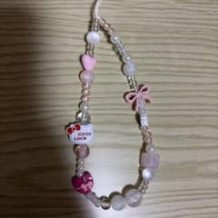 ハンドメイド ビーズストラップ ピンクのサムネイル