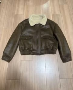 【Cozy&Kitsch】 ボア襟 フェイクレザー ジャケット ブラウンのサムネイル