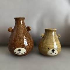ヤッチとムーン　つぼっクマ　陶器製花瓶 やちむんのサムネイル