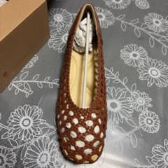 Live in comfort 編み込みパンプス キャメル 25.0cmのサムネイル