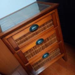 アジアン家具 チェスト 3段 ガラス天板付き - メルカリ