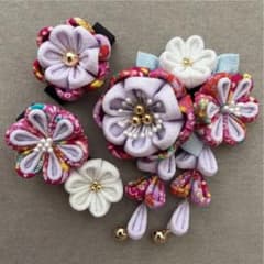 【8】つまみ細工 七五三 紫柄×ラベンダーのサムネイル