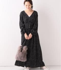 スローブイエナ　ドット　水玉　ブラック　ワンピース　ロングワンピースのサムネイル
